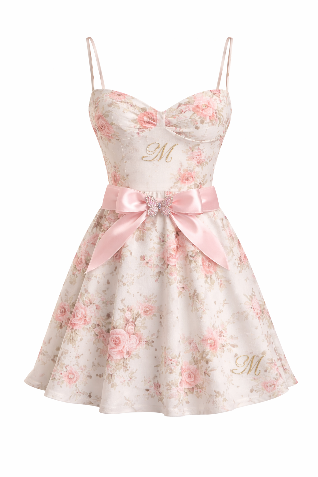 Lucci Medallion Butterfly Bow Rose Dress