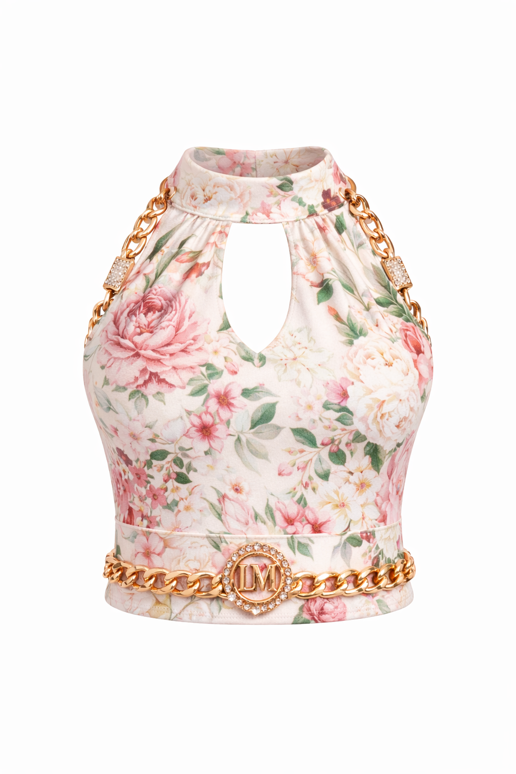 Lucci Medallion Gold Chain Halter Top